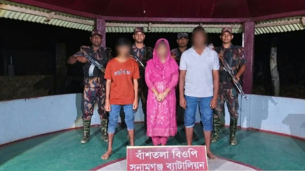 সুনামগঞ্জ সীমান্তে এক মানব পাচারকারী সহ তিন জন আটক অপর দুই জন পালিয়েছে