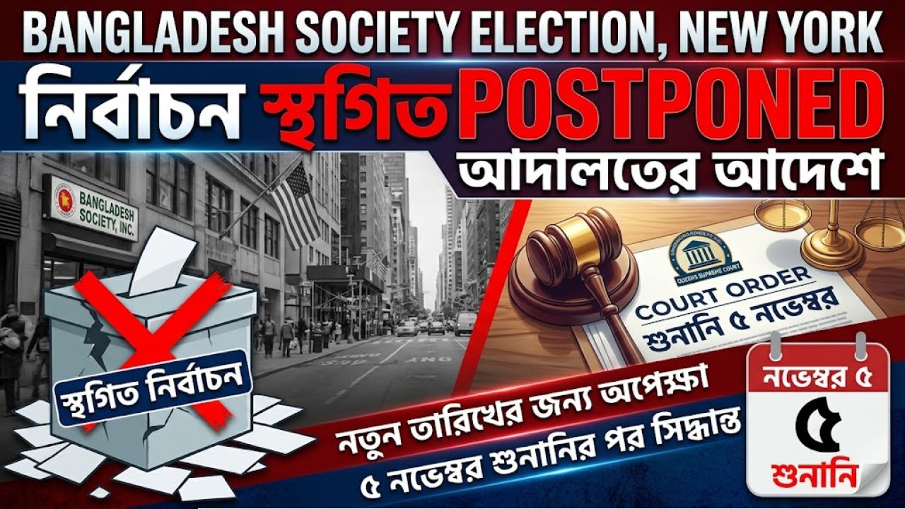 নিউইয়র্কের বাংলাদেশ সোসাইটির নির্বাচন আদালতের আদেশে স্থগিত
